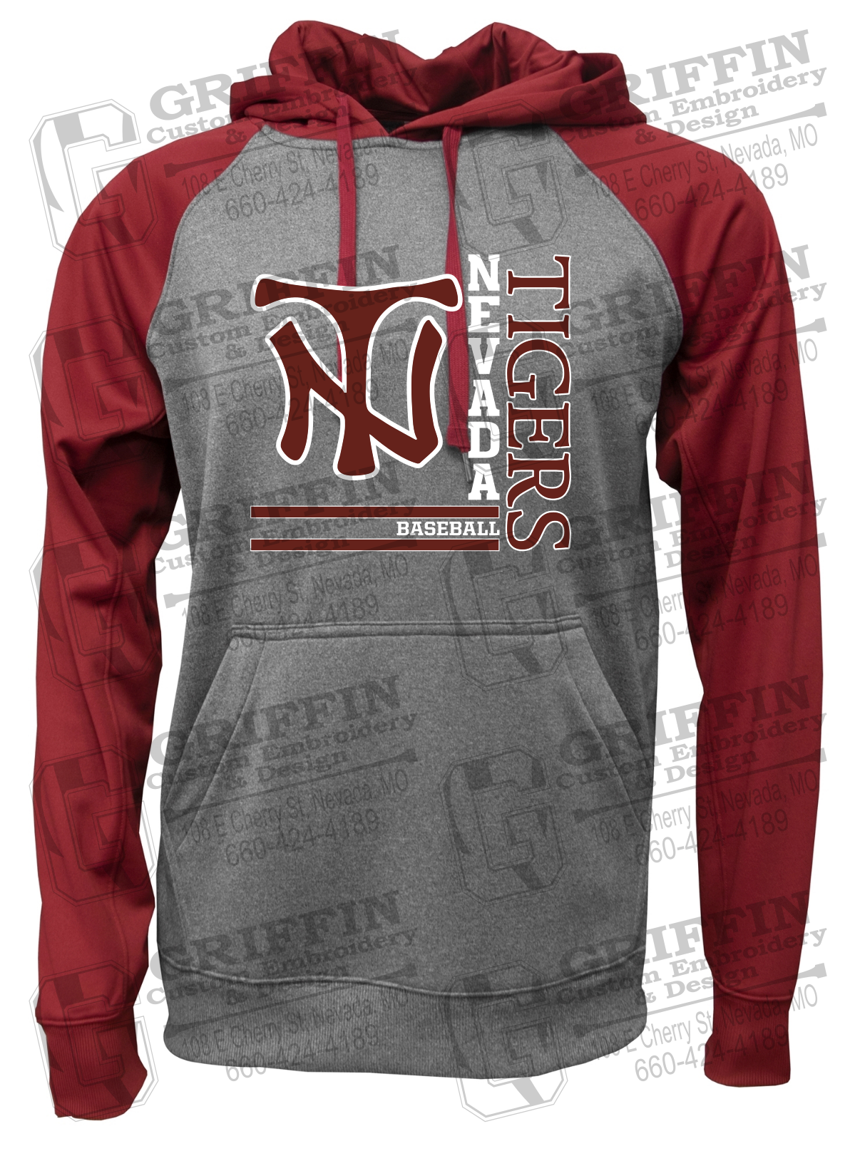 Performance Fleece Raglan Hoodie - Baseball - Nevada Tigers 25-X