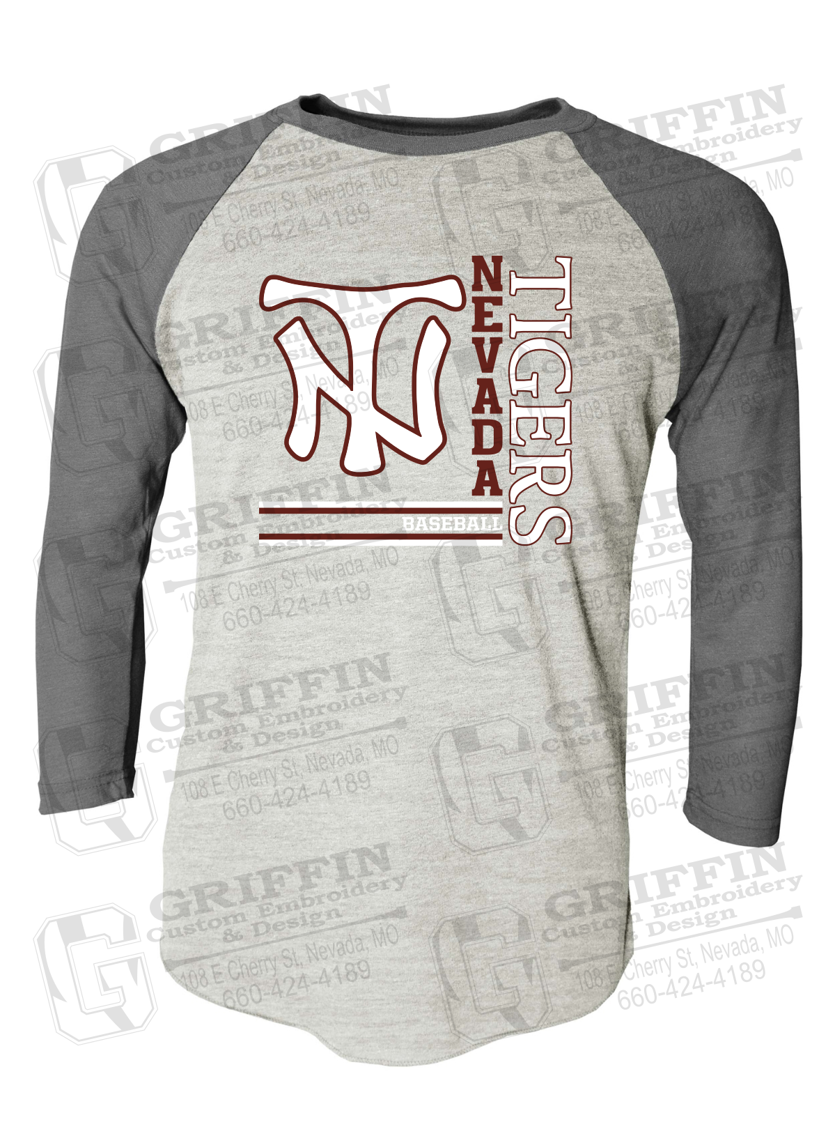Tri-Blend Raglan Sleeve T-Shirt - Baseball - Nevada Tigers 25-X