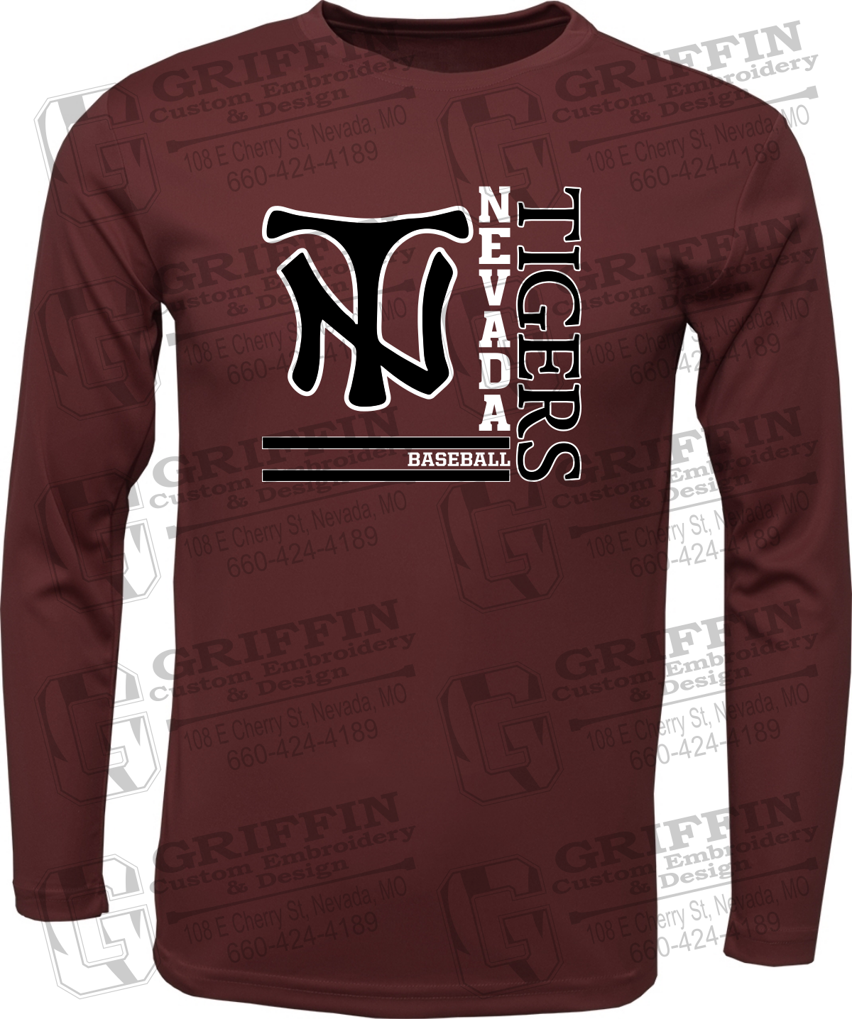 Toddler Dry-Fit Long Sleeve T-Shirt - Baseball - Nevada Tigers 25-X