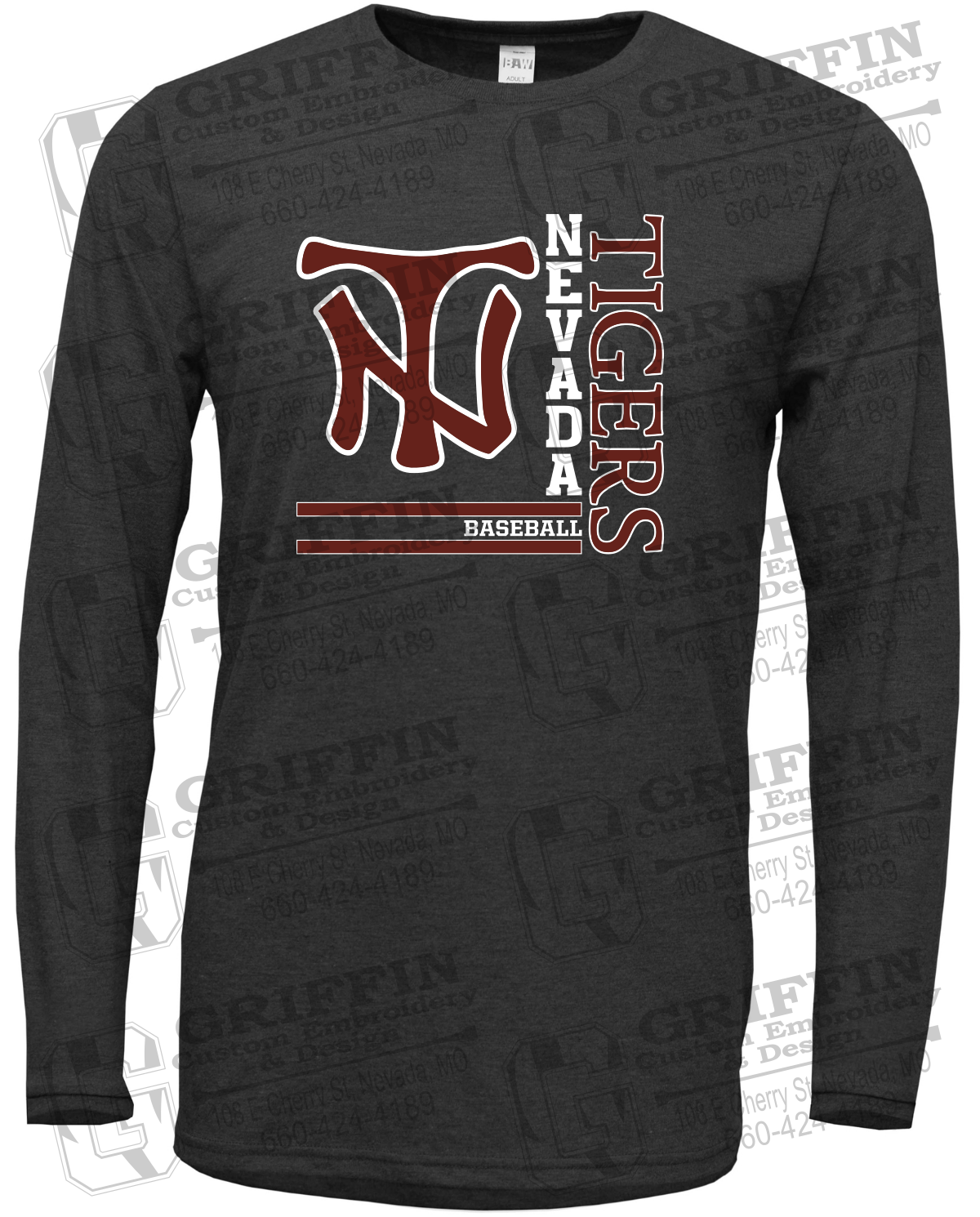 Soft-Tek Long Sleeve T-Shirt - Baseball - Nevada Tigers 25-X