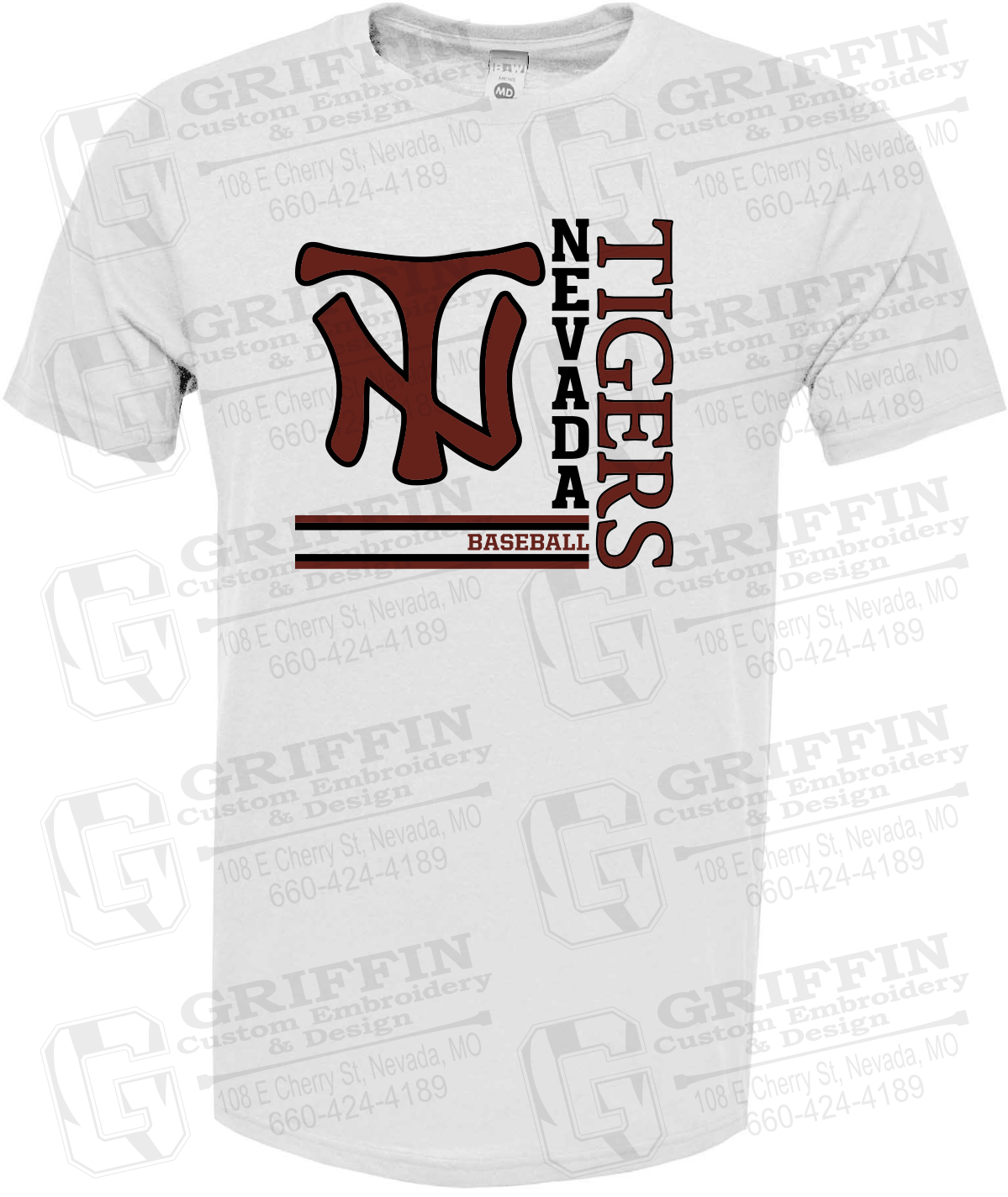Soft-Tek Short Sleeve T-Shirt - Baseball - Nevada Tigers 25-X