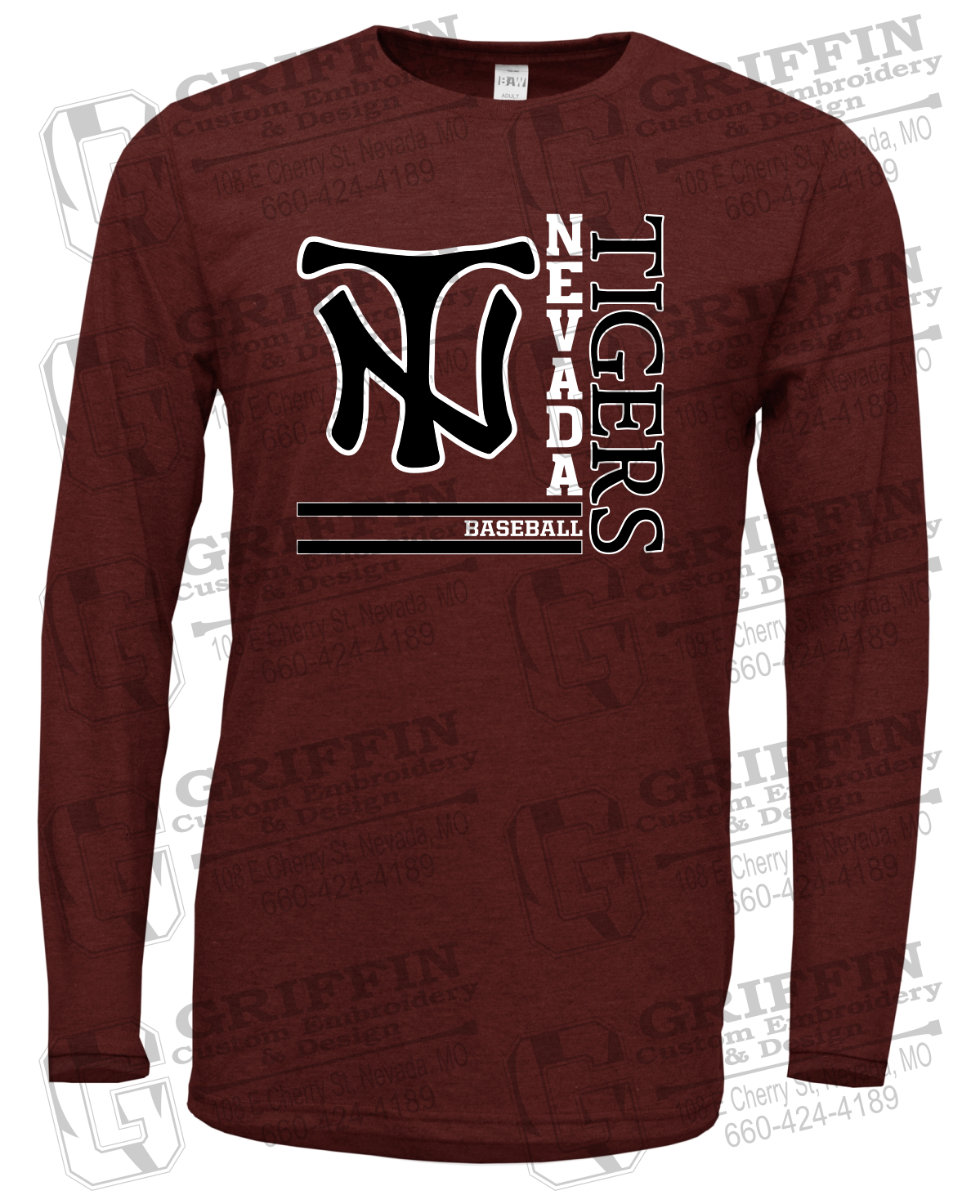 Soft-Tek Long Sleeve T-Shirt - Baseball - Nevada Tigers 25-X