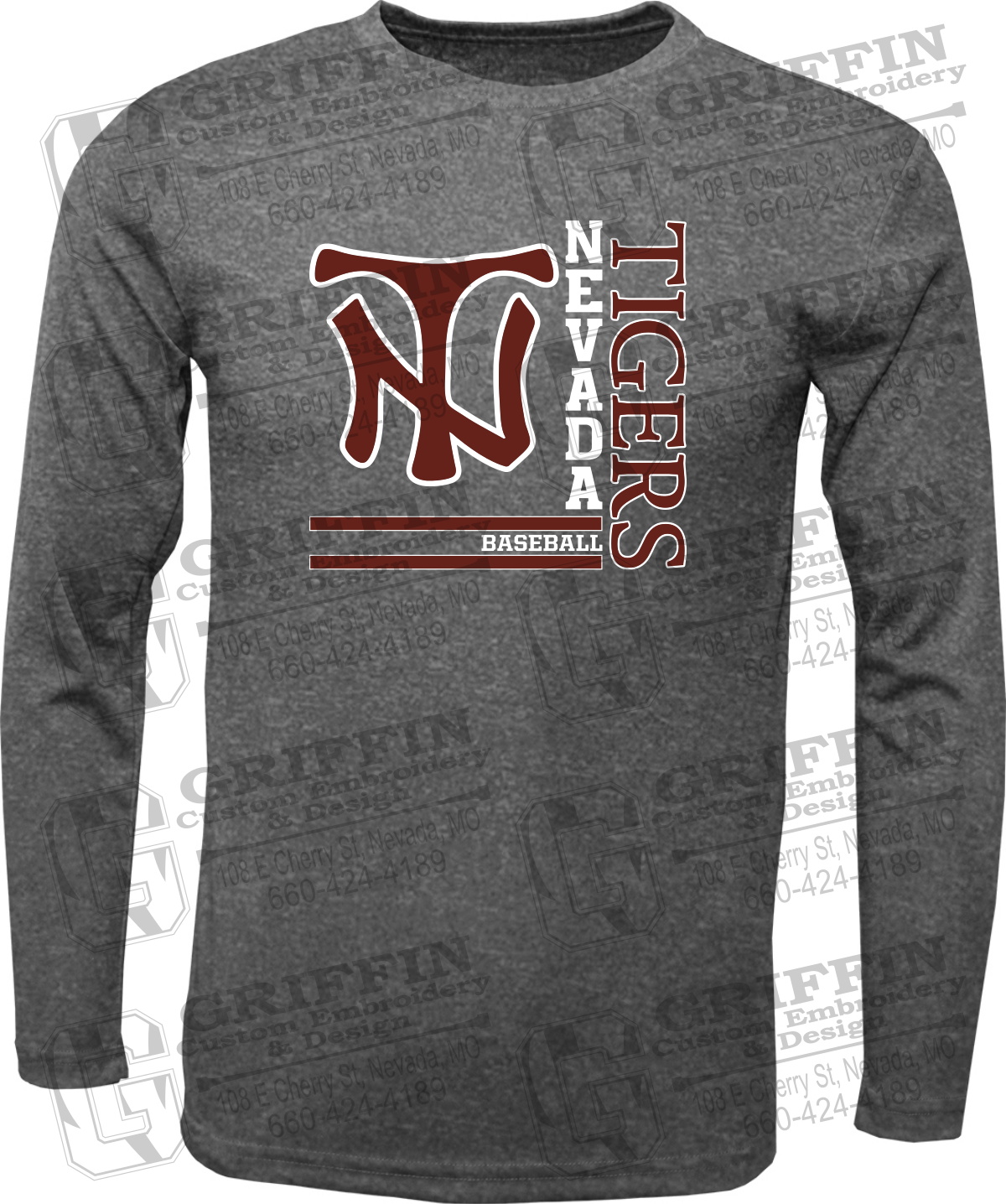 Dry-Fit Long Sleeve T-Shirt - Baseball - Nevada Tigers 25-X