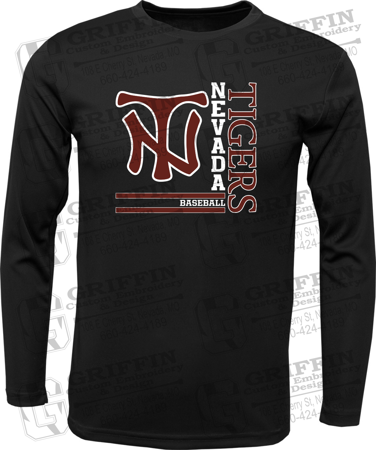 Dry-Fit Long Sleeve T-Shirt - Baseball - Nevada Tigers 25-X