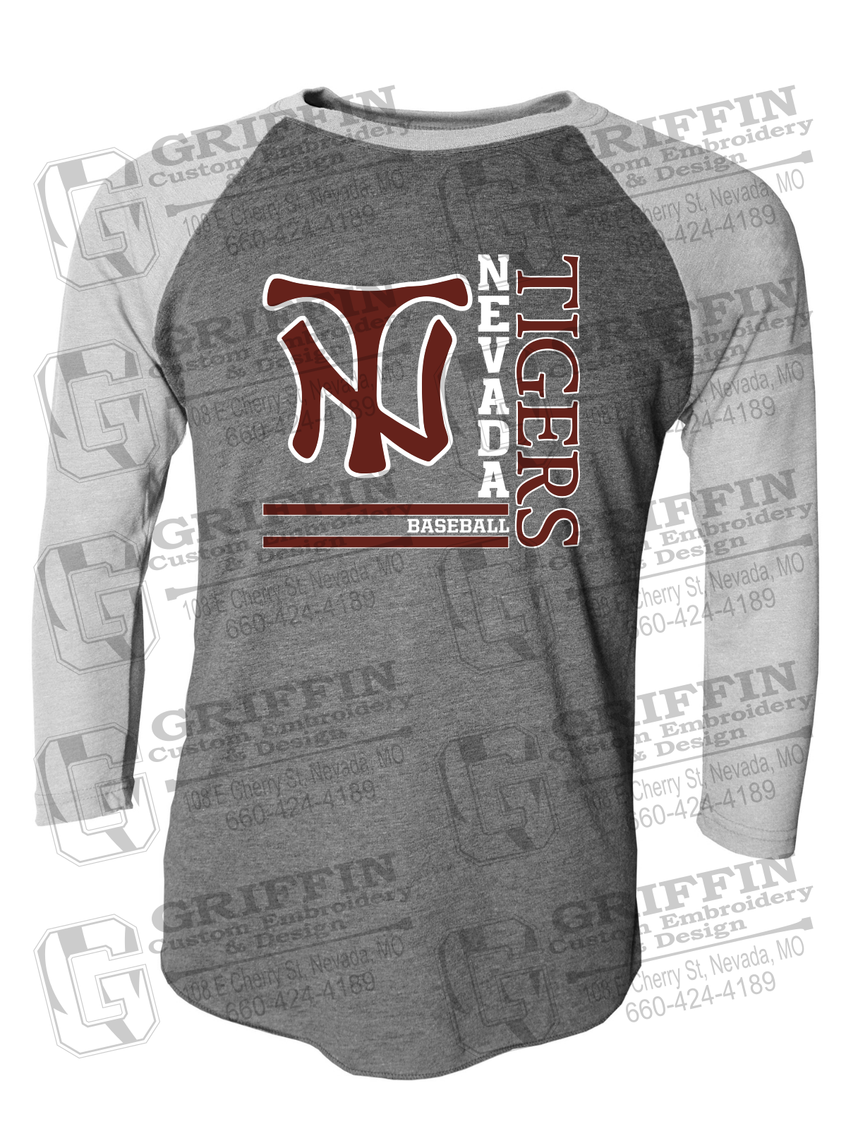 Tri-Blend Raglan Sleeve T-Shirt - Baseball - Nevada Tigers 25-X
