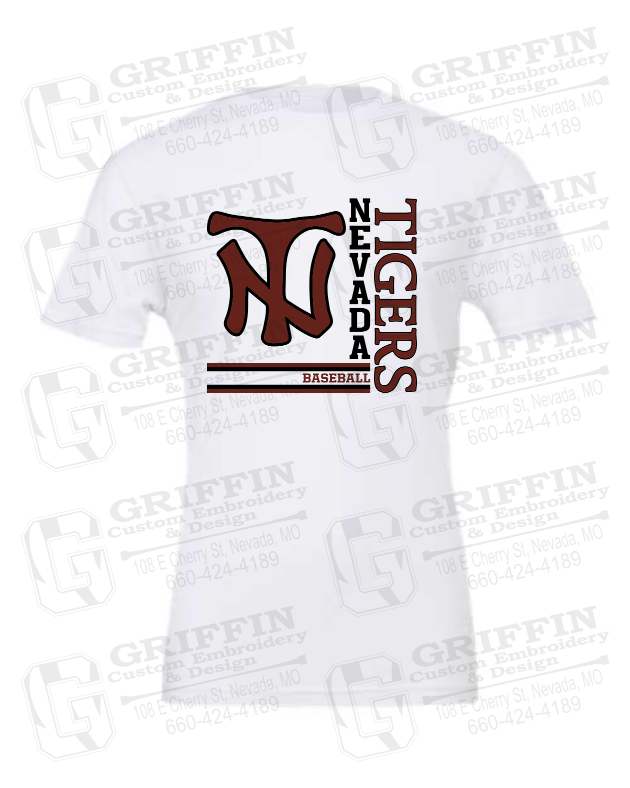 Cotton Short Sleeve T-Shirt - Baseball - Nevada Tigers 25-X