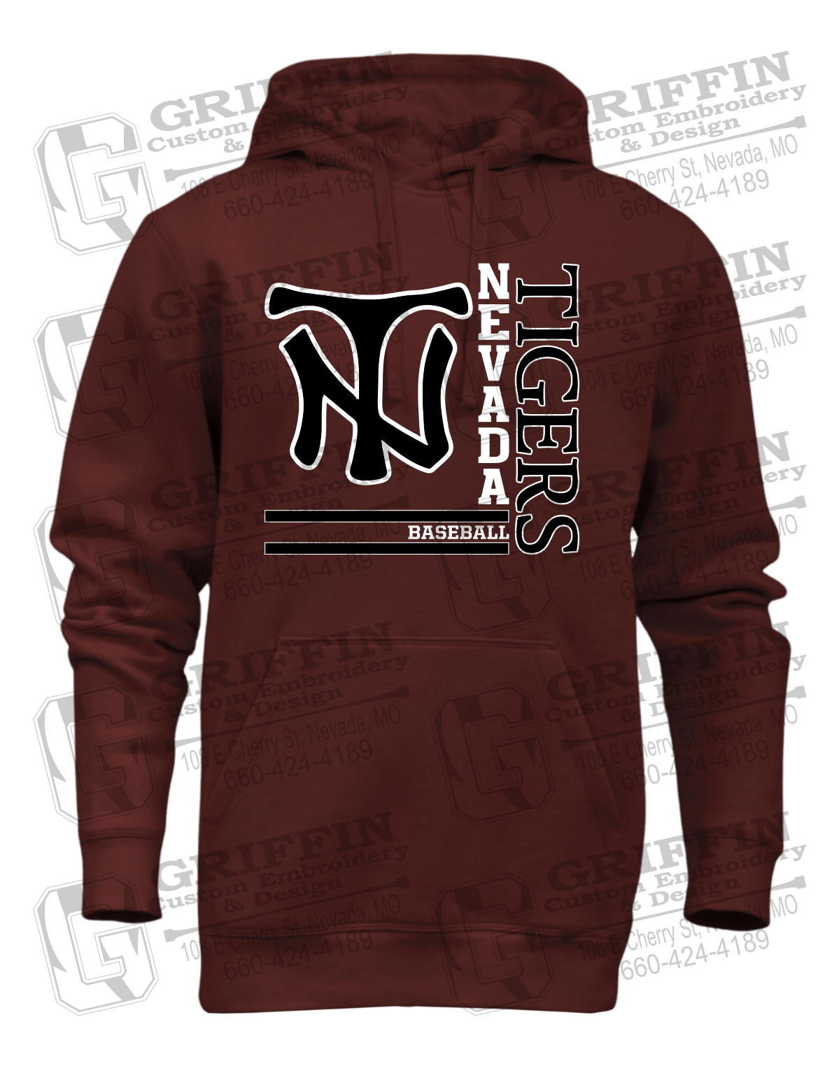 Heavyweight Fleece Hoodie - Baseball - Nevada Tigers 25-X