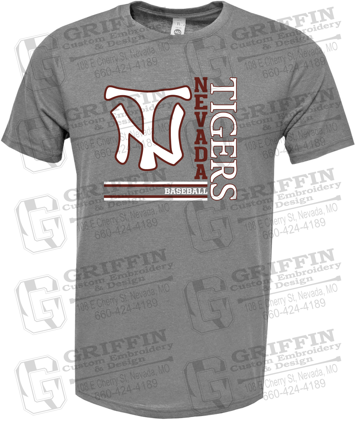 Soft-Tek Short Sleeve T-Shirt - Baseball - Nevada Tigers 25-X