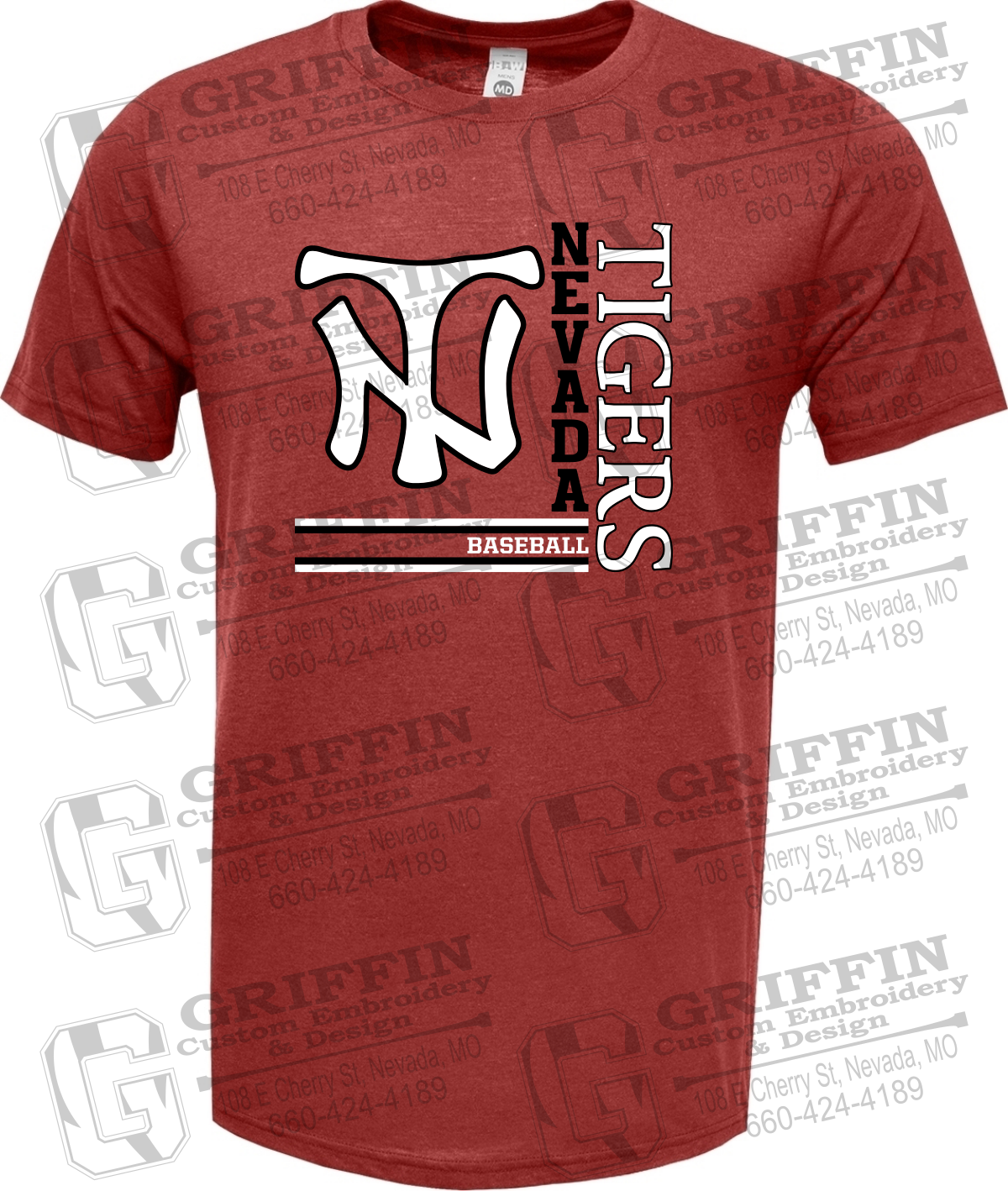 Soft-Tek Short Sleeve T-Shirt - Baseball - Nevada Tigers 25-X