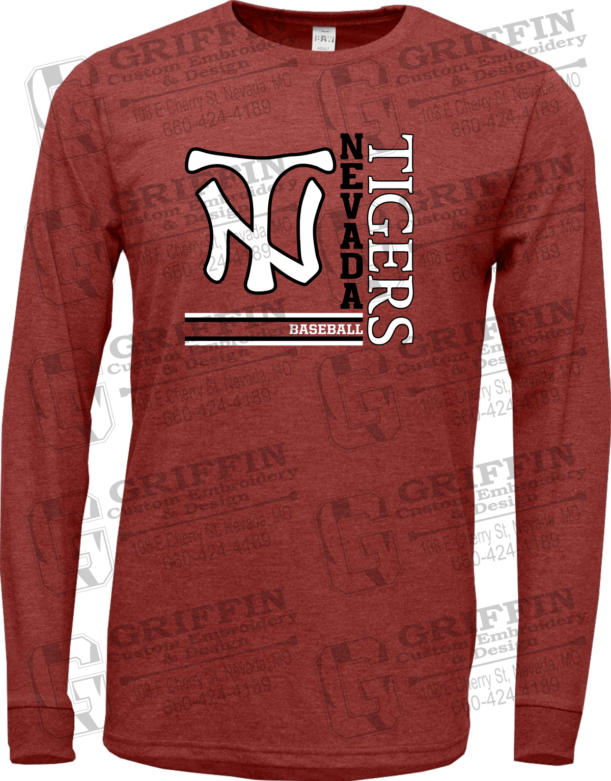 Soft-Tek Long Sleeve T-Shirt - Baseball - Nevada Tigers 25-X