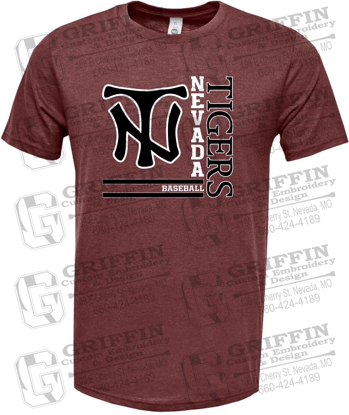 Soft-Tek Short Sleeve T-Shirt - Baseball - Nevada Tigers 25-X