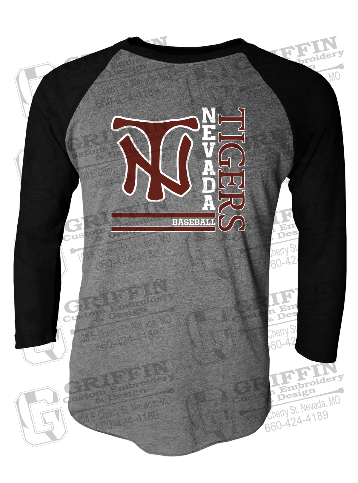 Tri-Blend Raglan Sleeve T-Shirt - Baseball - Nevada Tigers 25-X
