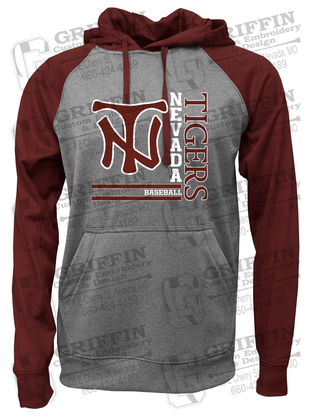 Performance Fleece Raglan Hoodie - Baseball - Nevada Tigers 25-X