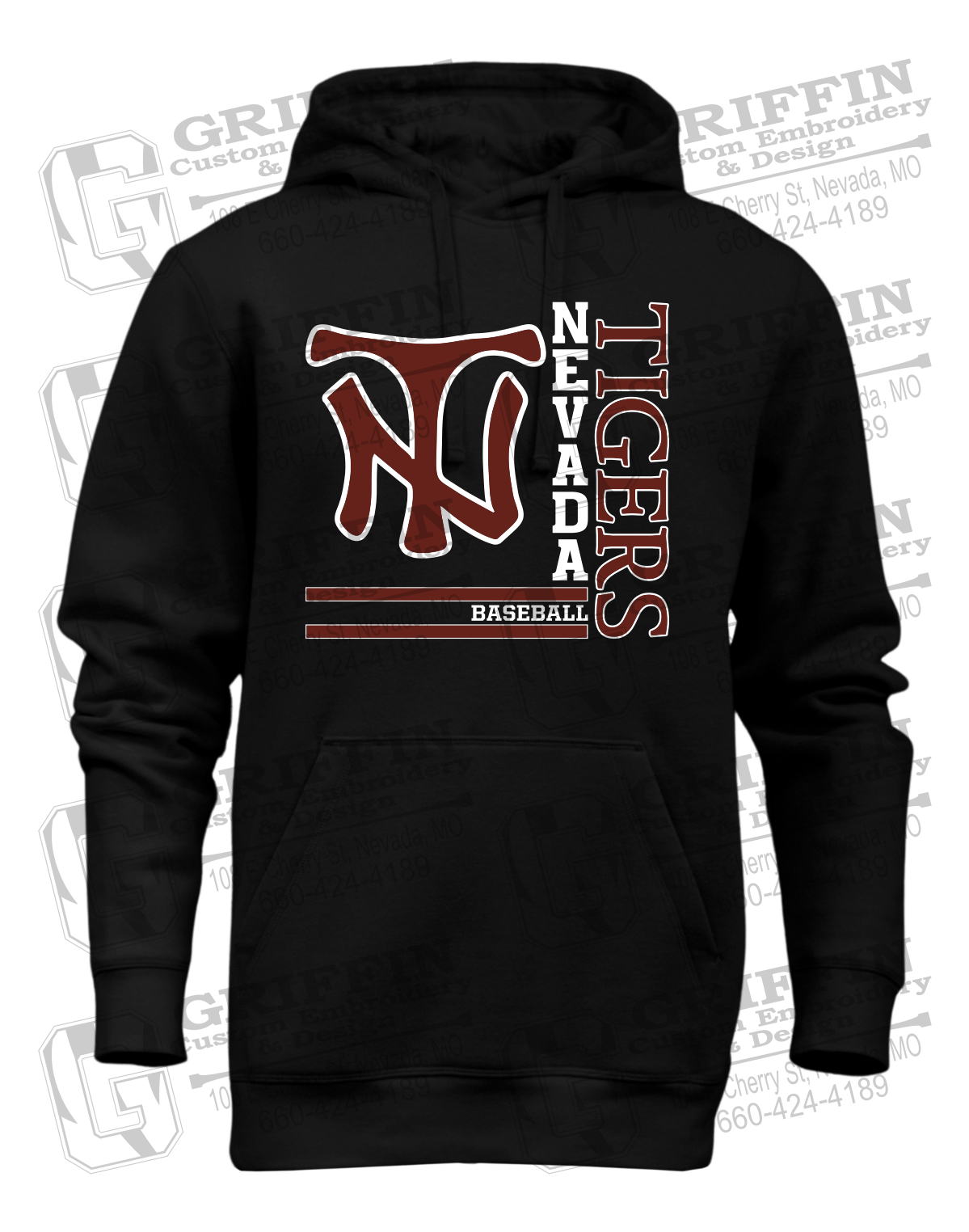 Heavyweight Fleece Hoodie - Baseball - Nevada Tigers 25-X