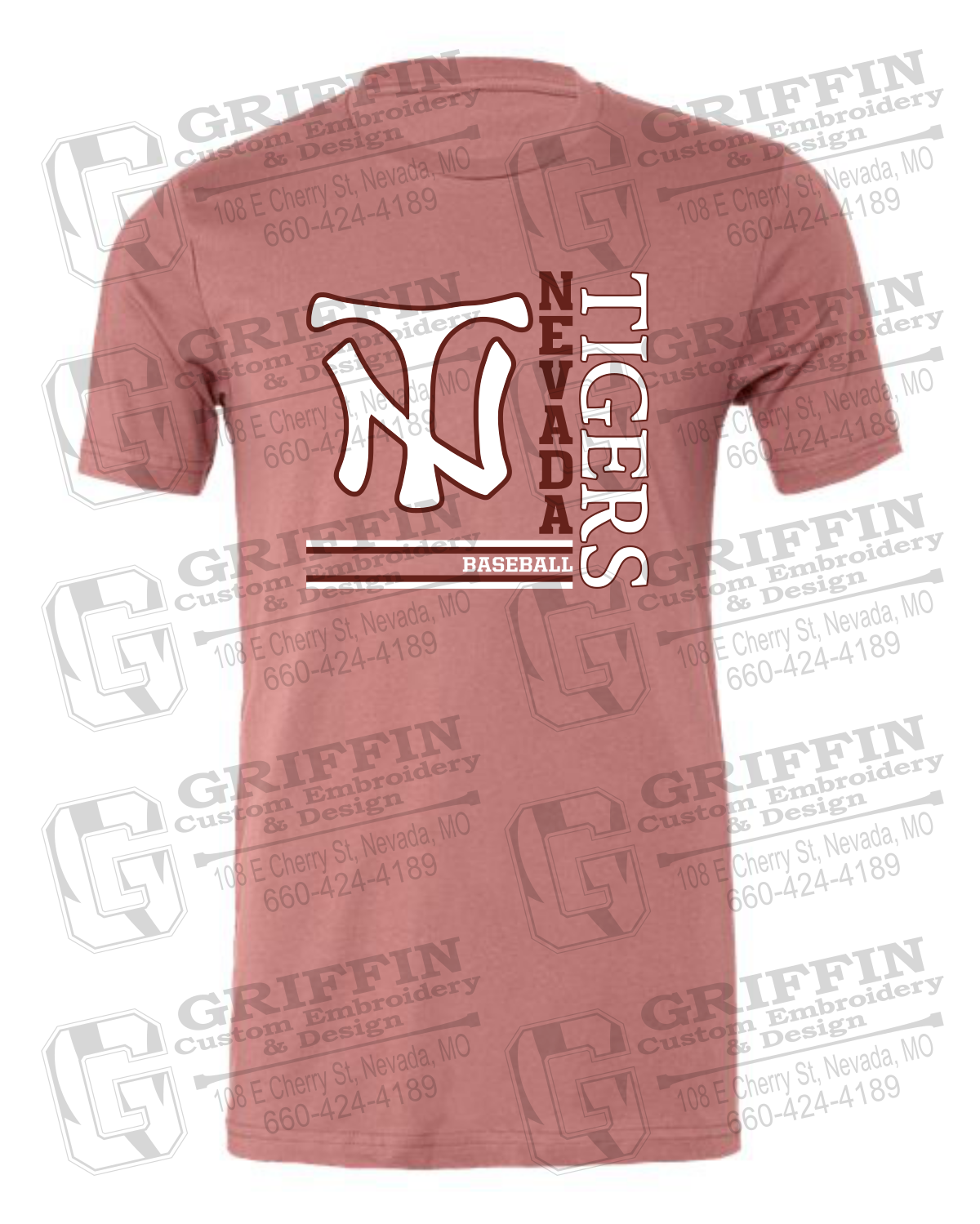 Cotton Short Sleeve T-Shirt - Baseball - Nevada Tigers 25-X