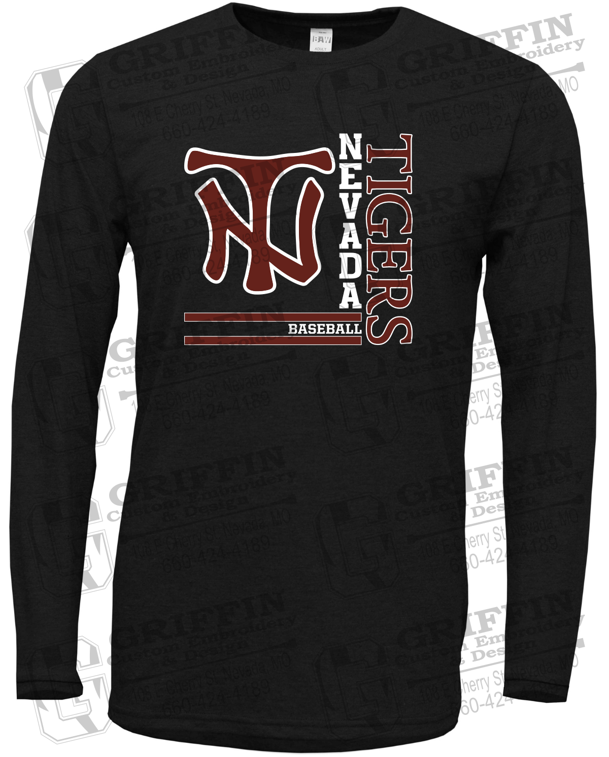 Soft-Tek Long Sleeve T-Shirt - Baseball - Nevada Tigers 25-X