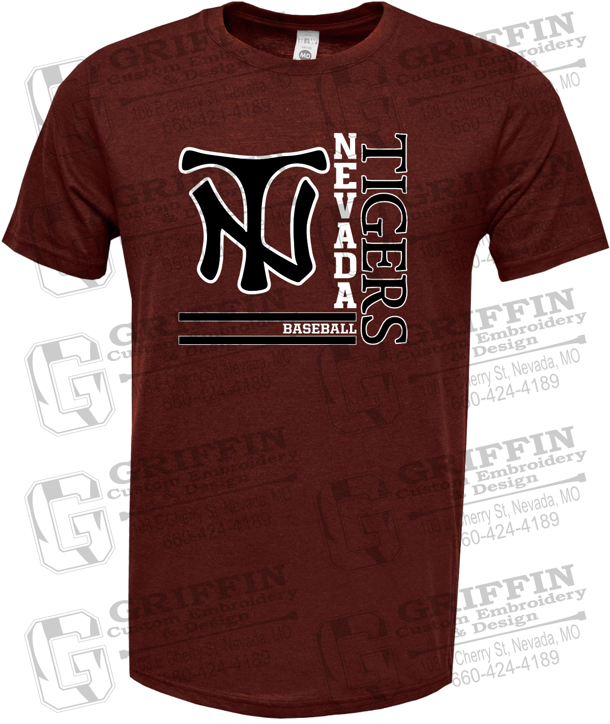 Soft-Tek Short Sleeve T-Shirt - Baseball - Nevada Tigers 25-X