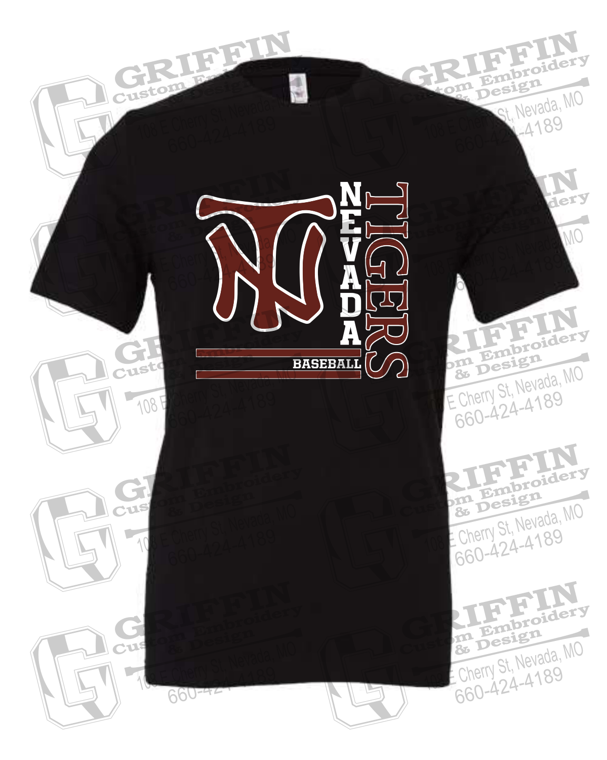 Cotton Short Sleeve T-Shirt - Baseball - Nevada Tigers 25-X