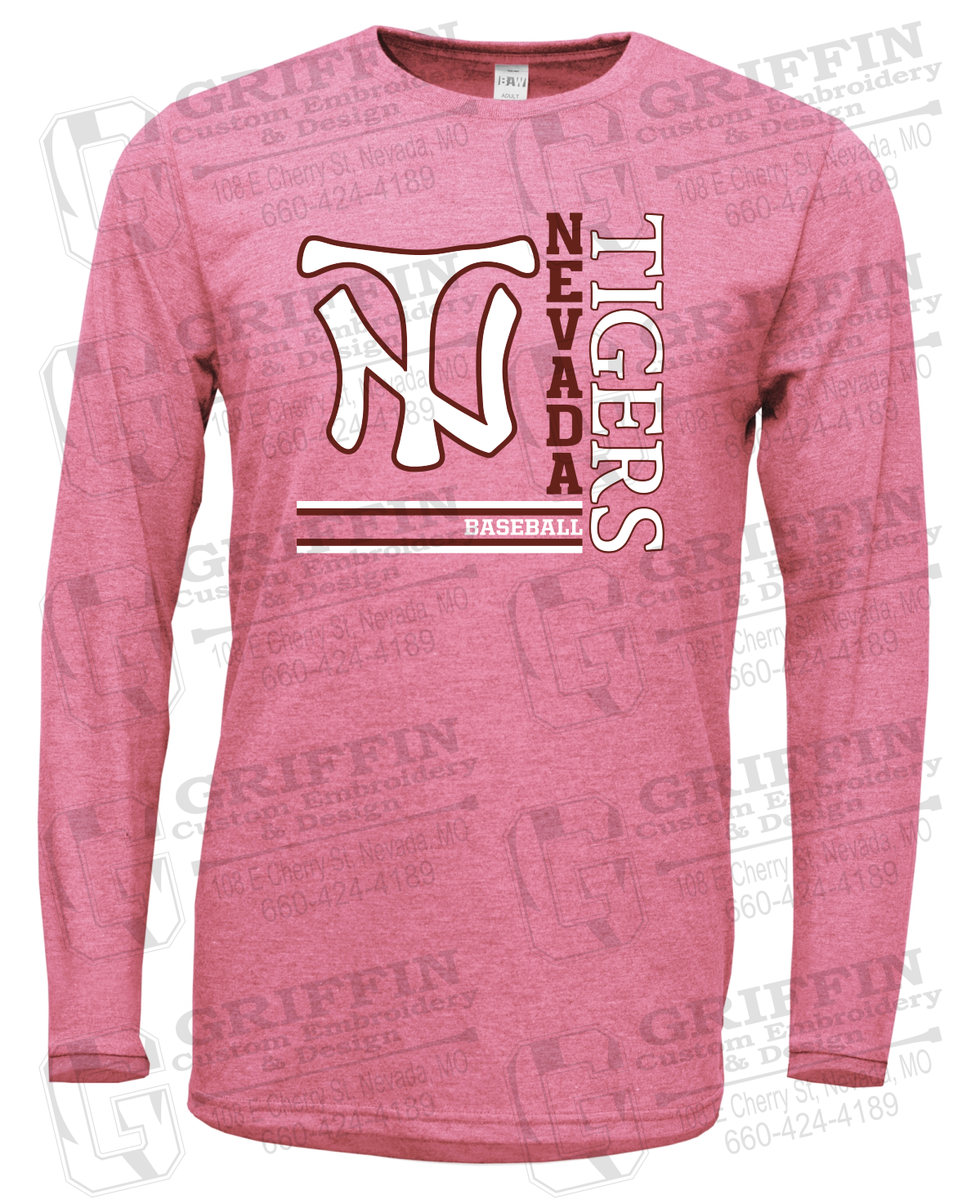 Soft-Tek Long Sleeve T-Shirt - Baseball - Nevada Tigers 25-X