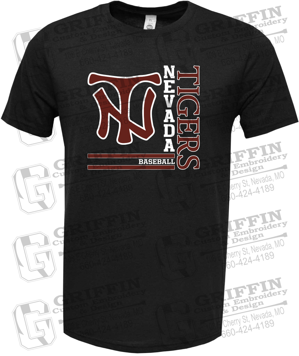 Soft-Tek Short Sleeve T-Shirt - Baseball - Nevada Tigers 25-X