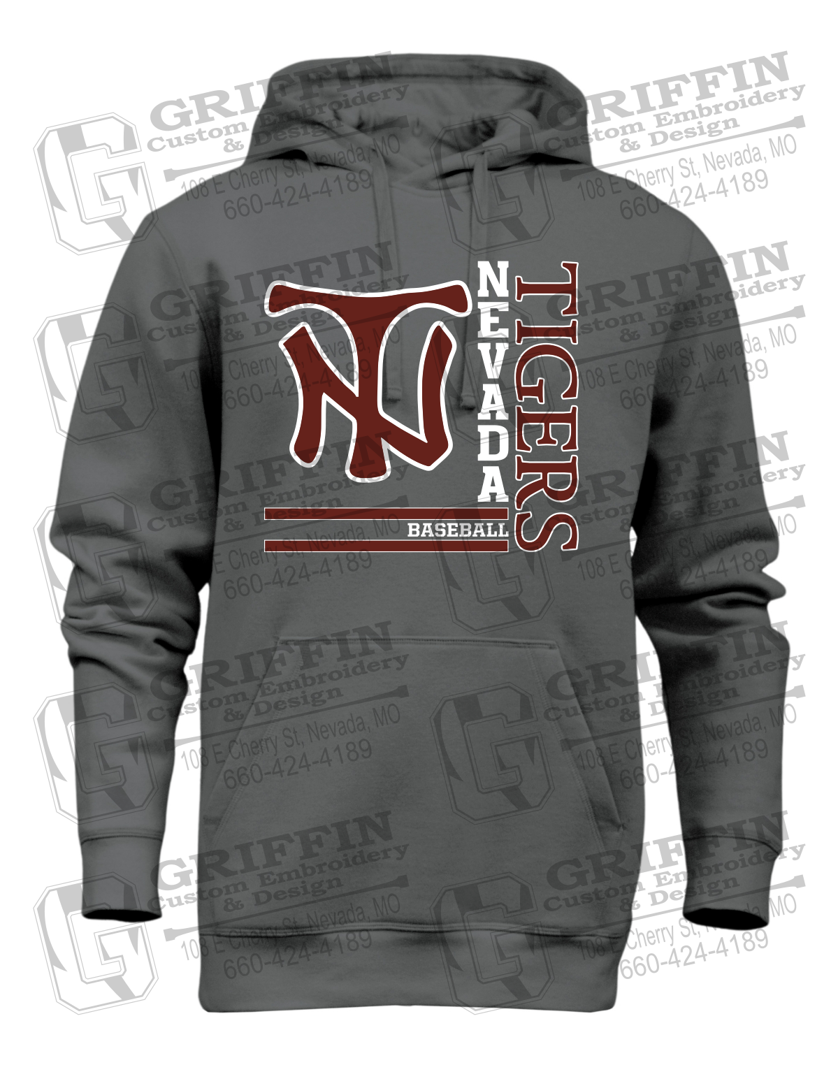 Heavyweight Fleece Hoodie - Baseball - Nevada Tigers 25-X