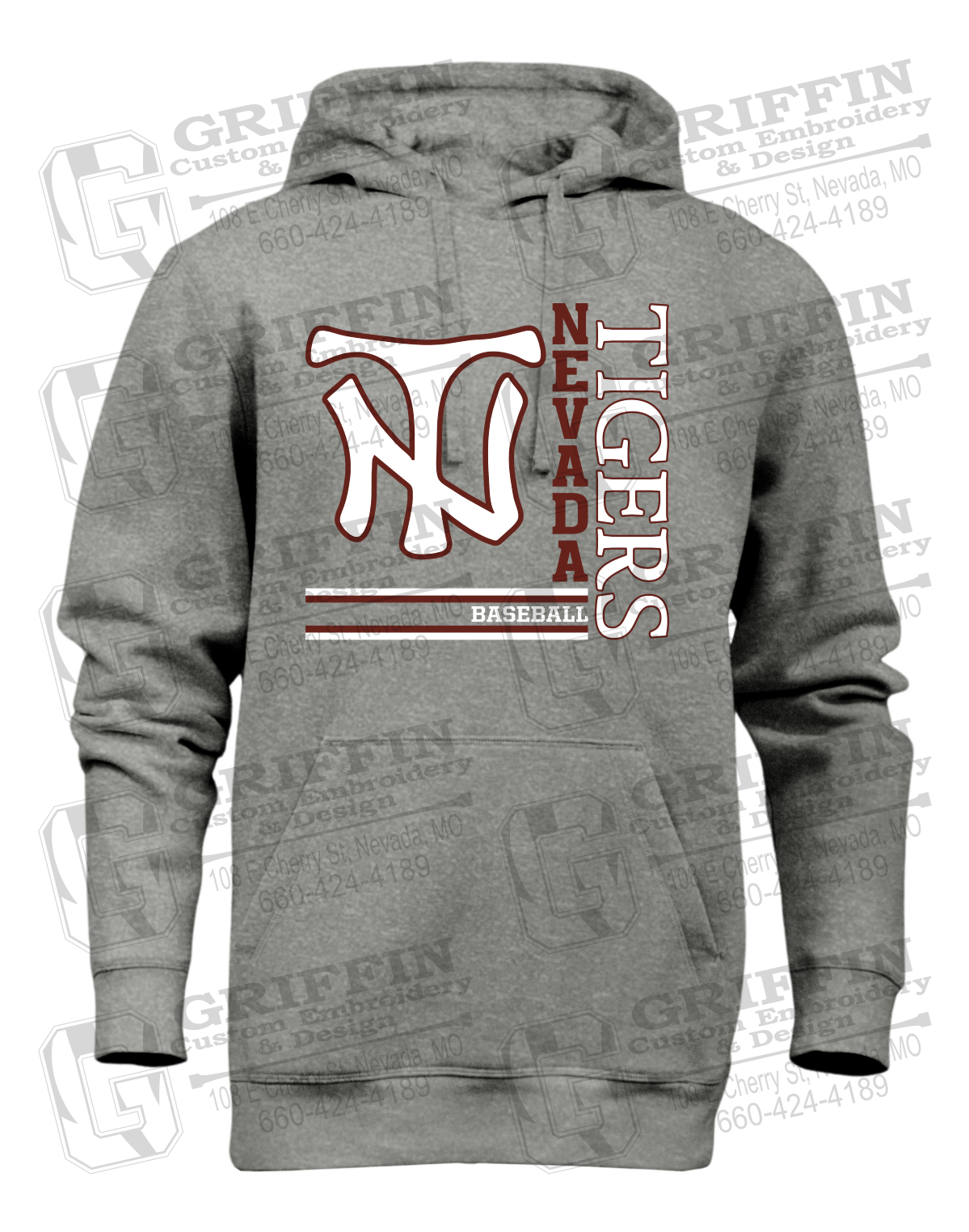 Heavyweight Fleece Hoodie - Baseball - Nevada Tigers 25-X