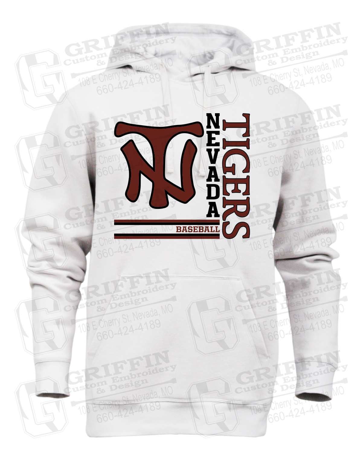 Heavyweight Fleece Hoodie - Baseball - Nevada Tigers 25-X
