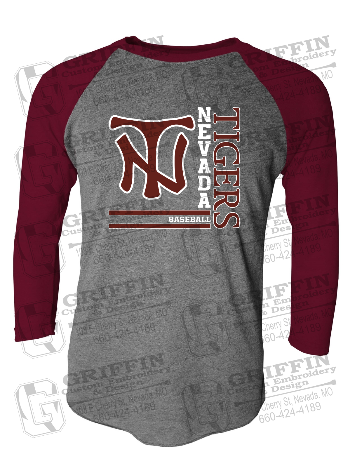 Tri-Blend Raglan Sleeve T-Shirt - Baseball - Nevada Tigers 25-X