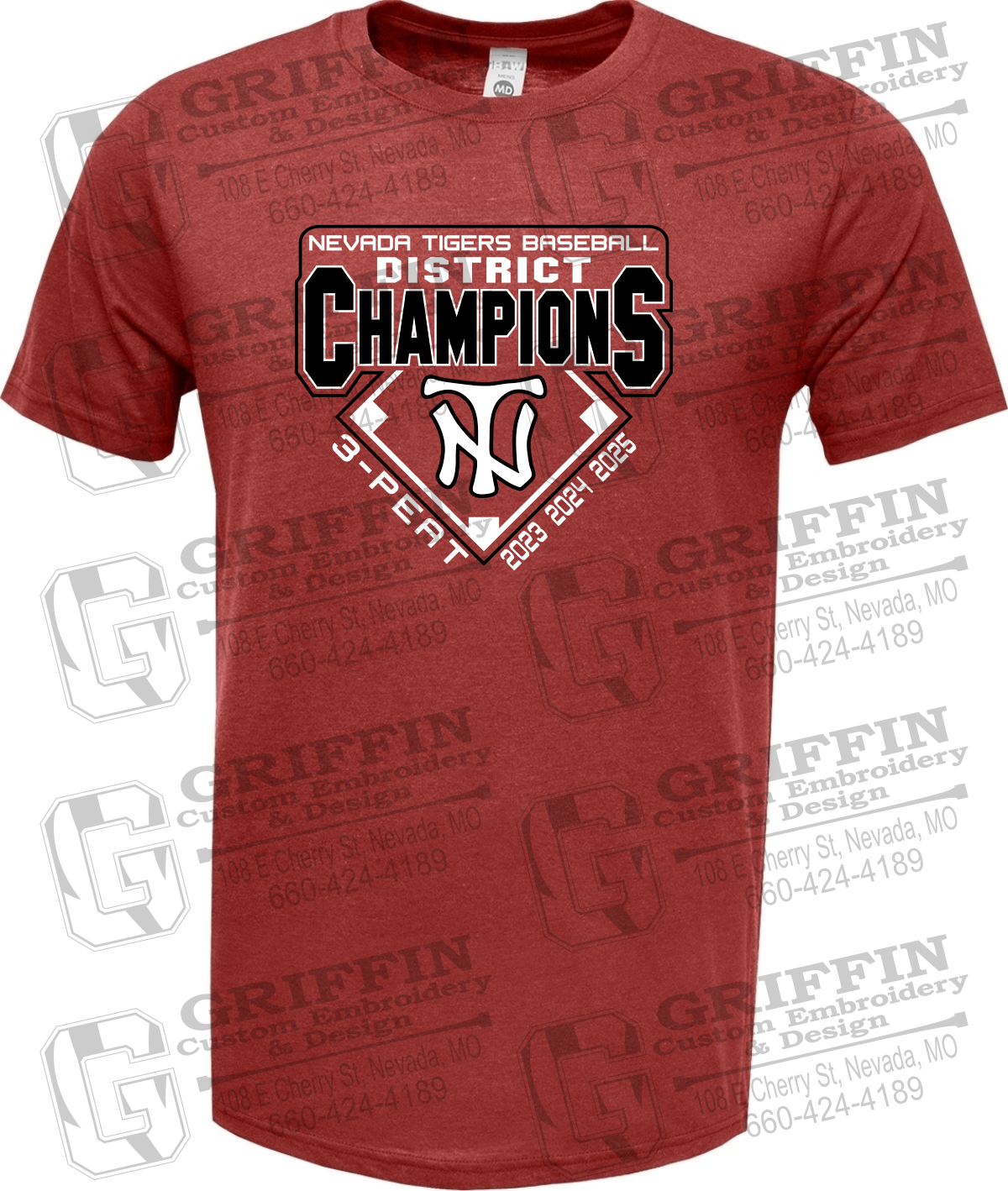 Soft-Tek Short Sleeve T-Shirt - Baseball District Champs 2025 - Nevada Tigers 26-A