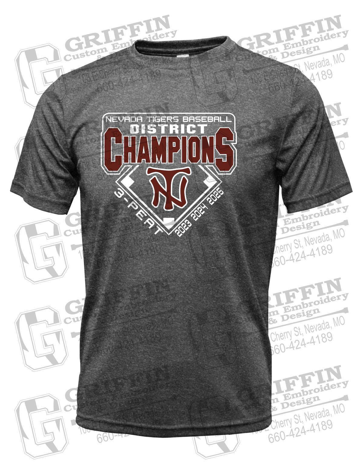 Dry-Fit Short Sleeve T-Shirt - Baseball District Champs 2025 - Nevada Tigers 26-A