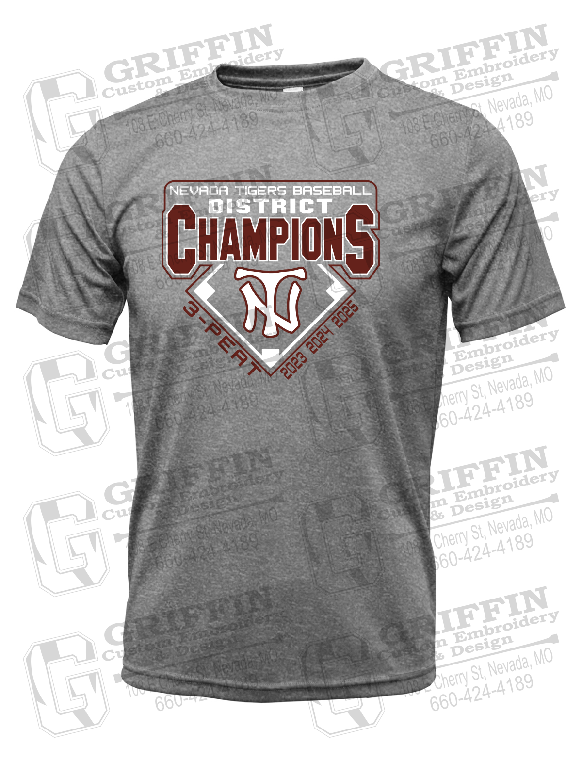 Dry-Fit Short Sleeve T-Shirt - Baseball District Champs 2025 - Nevada Tigers 26-A