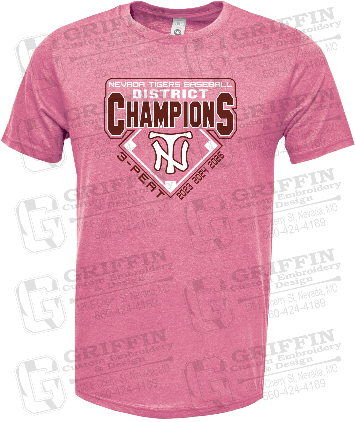 Soft-Tek Short Sleeve T-Shirt - Baseball District Champs 2025 - Nevada Tigers 26-A