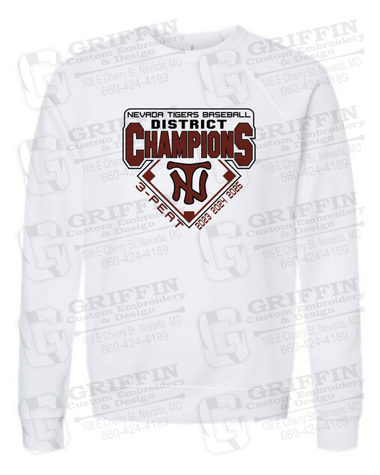 Sponge Fleece Sweatshirt - Baseball District Champs 2025 - Nevada Tigers 26-A