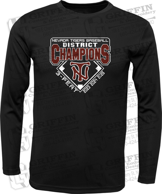 Toddler Dry-Fit Long Sleeve T-Shirt - Baseball District Champs 2025 - Nevada Tigers 26-A