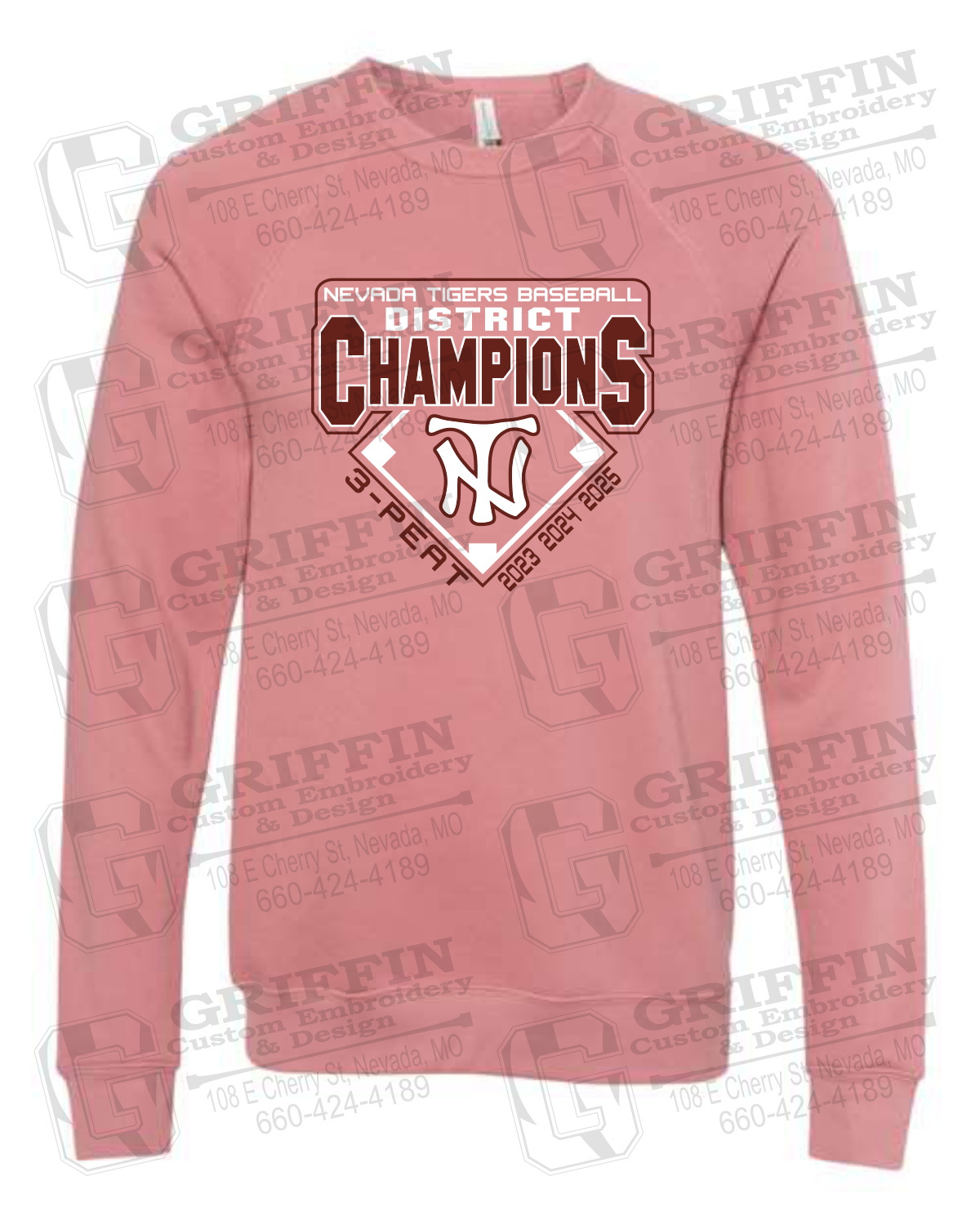 Sponge Fleece Sweatshirt - Baseball District Champs 2025 - Nevada Tigers 26-A