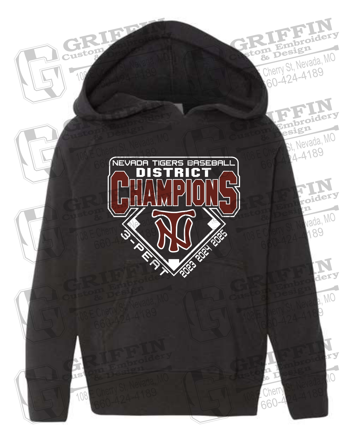 Toddler Hoodie - Baseball District Champs 2025 - Nevada Tigers 26-A