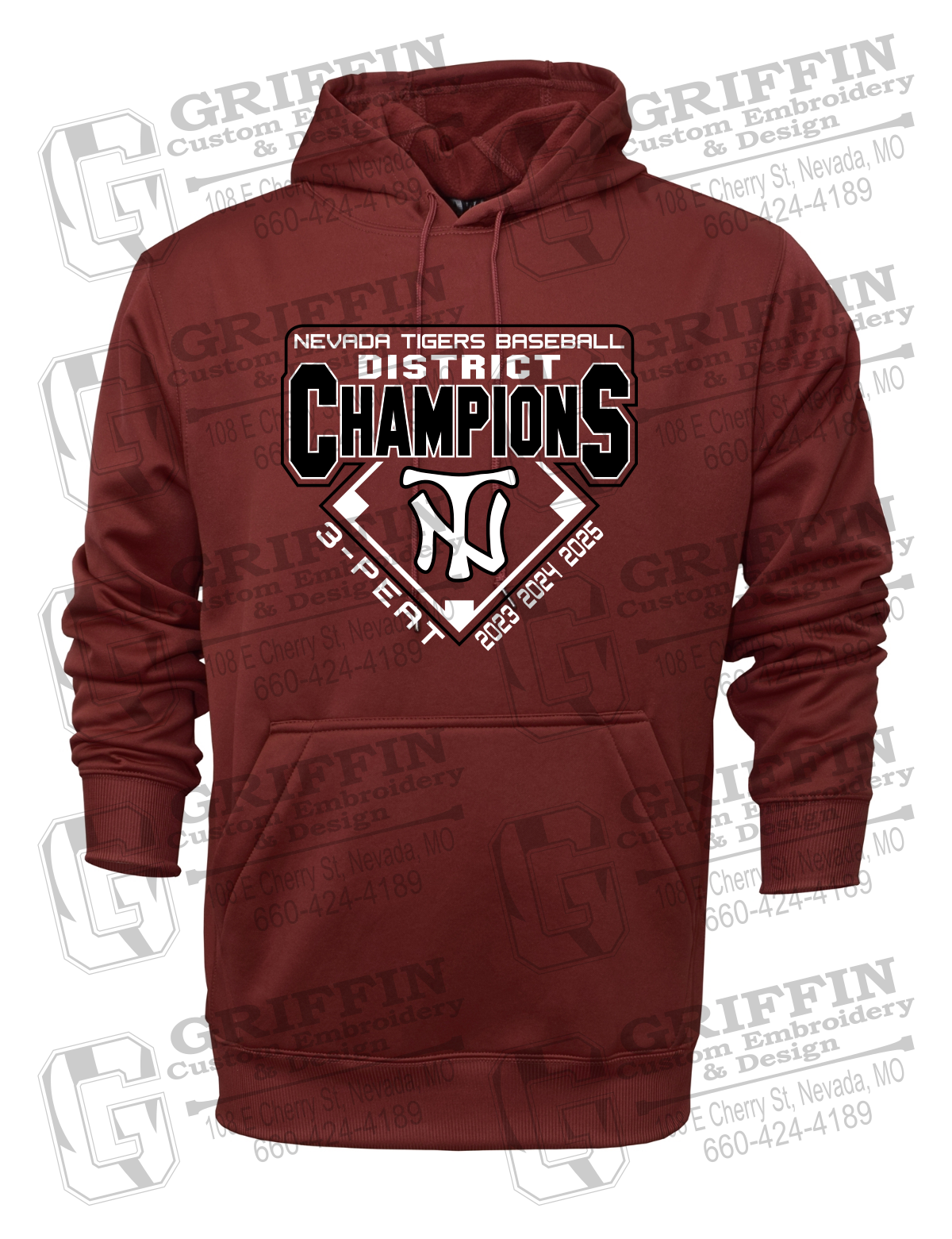 Performance Fleece Hoodie - Baseball District Champs 2025 - Nevada Tigers 26-A