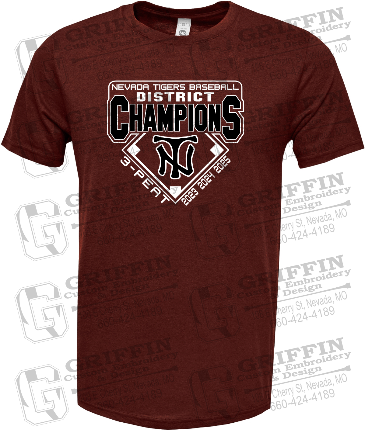 Soft-Tek Short Sleeve T-Shirt - Baseball District Champs 2025 - Nevada Tigers 26-A
