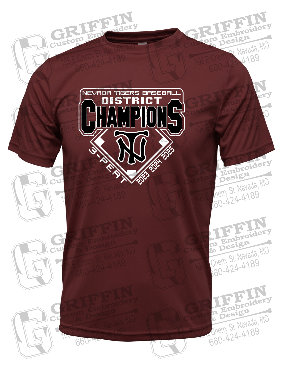 Dry-Fit Short Sleeve T-Shirt - Baseball District Champs 2025 - Nevada Tigers 26-A