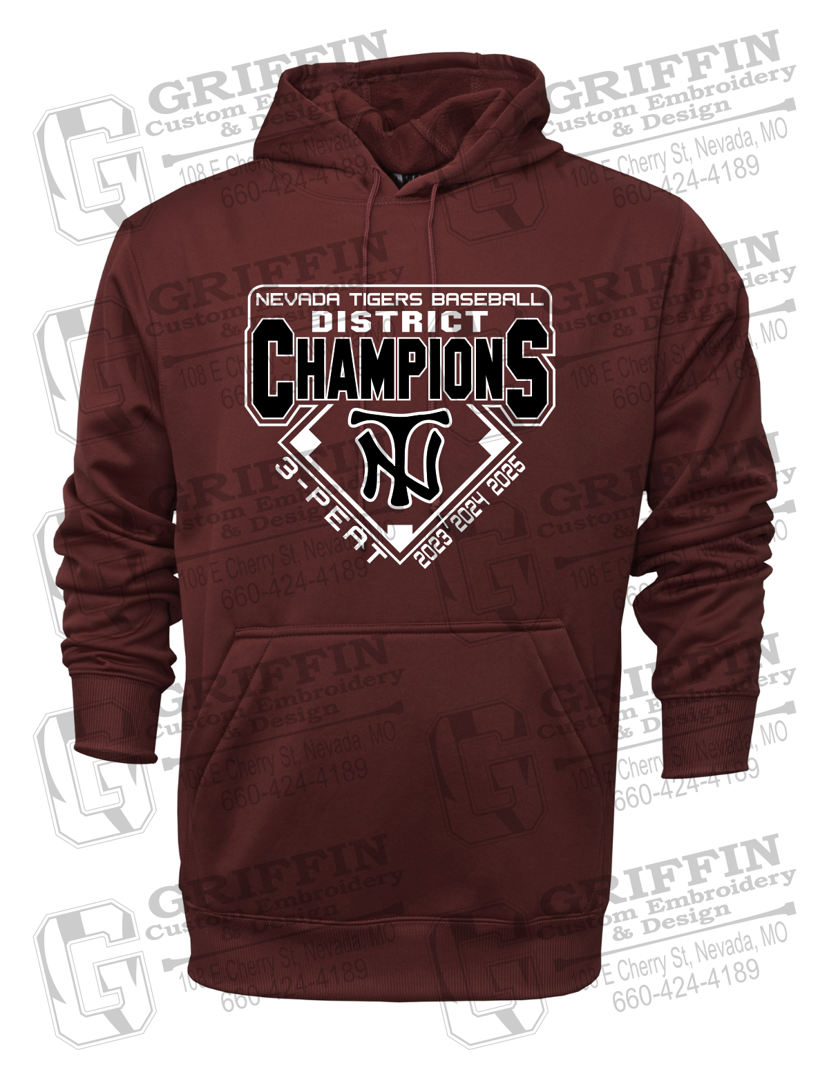 Performance Fleece Hoodie - Baseball District Champs 2025 - Nevada Tigers 26-A