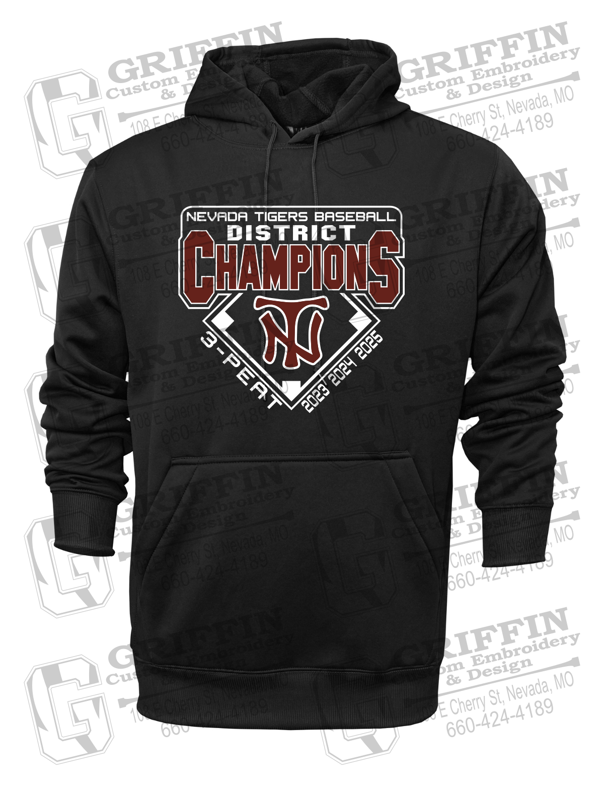 Performance Fleece Hoodie - Baseball District Champs 2025 - Nevada Tigers 26-A