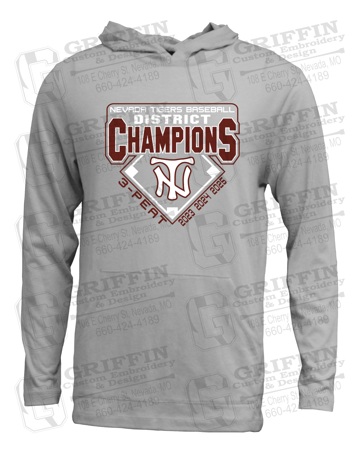 Soft-Tek T-Shirt Hoodie - Baseball District Champs 2025 - Nevada Tigers 26-A