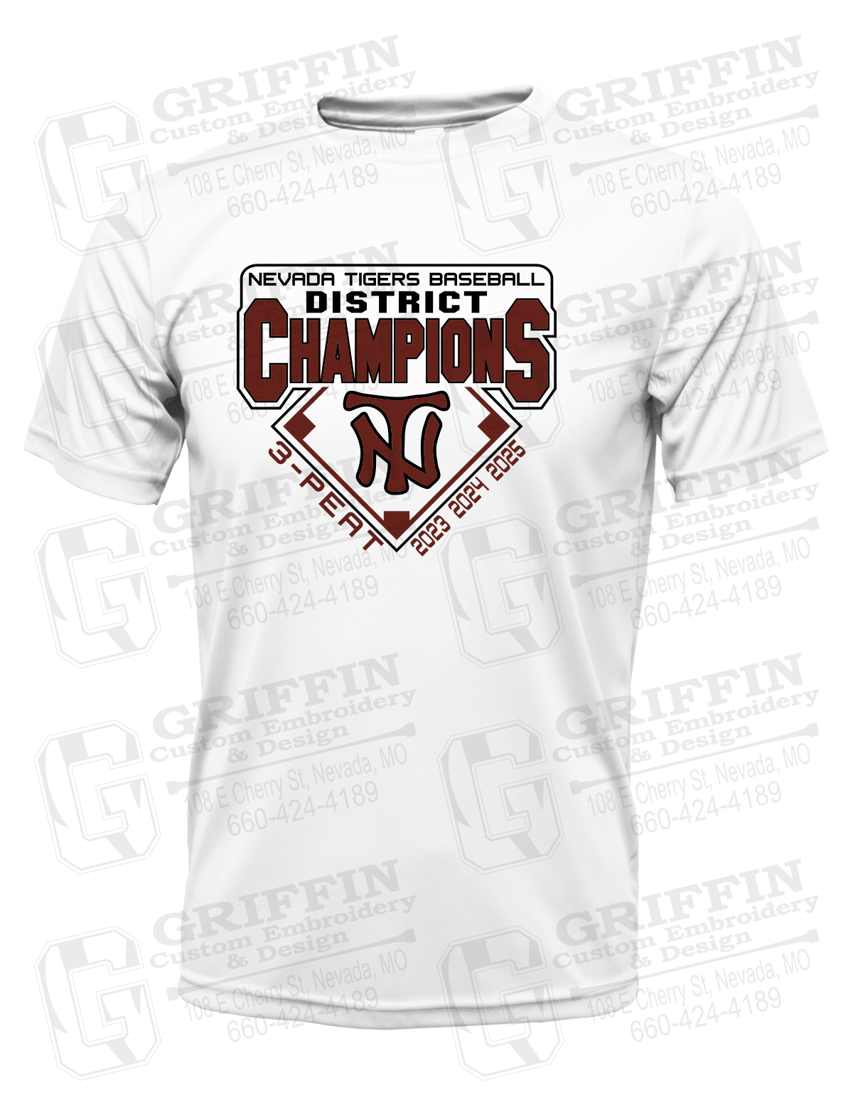Dry-Fit Short Sleeve T-Shirt - Baseball District Champs 2025 - Nevada Tigers 26-A