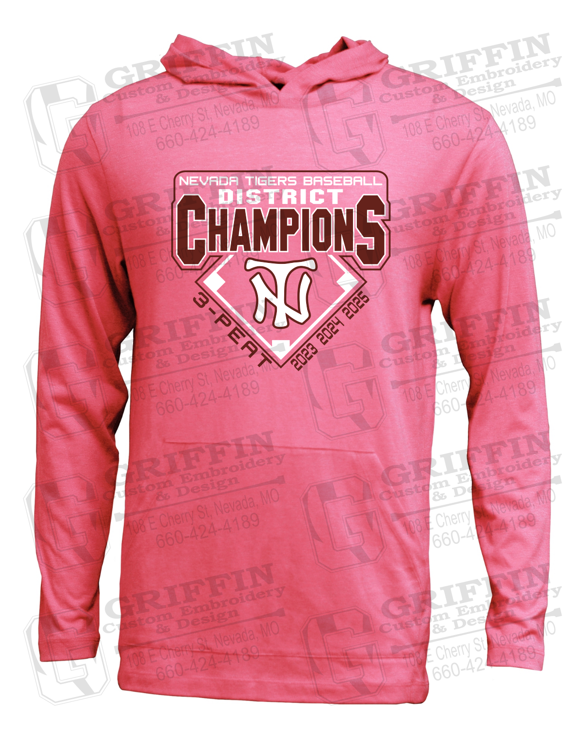 Soft-Tek T-Shirt Hoodie - Baseball District Champs 2025 - Nevada Tigers 26-A