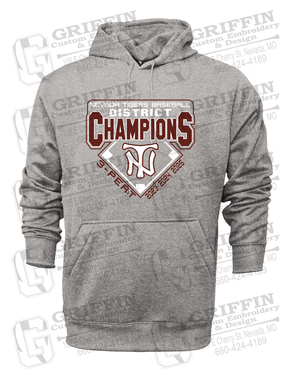 Performance Fleece Hoodie - Baseball District Champs 2025 - Nevada Tigers 26-A