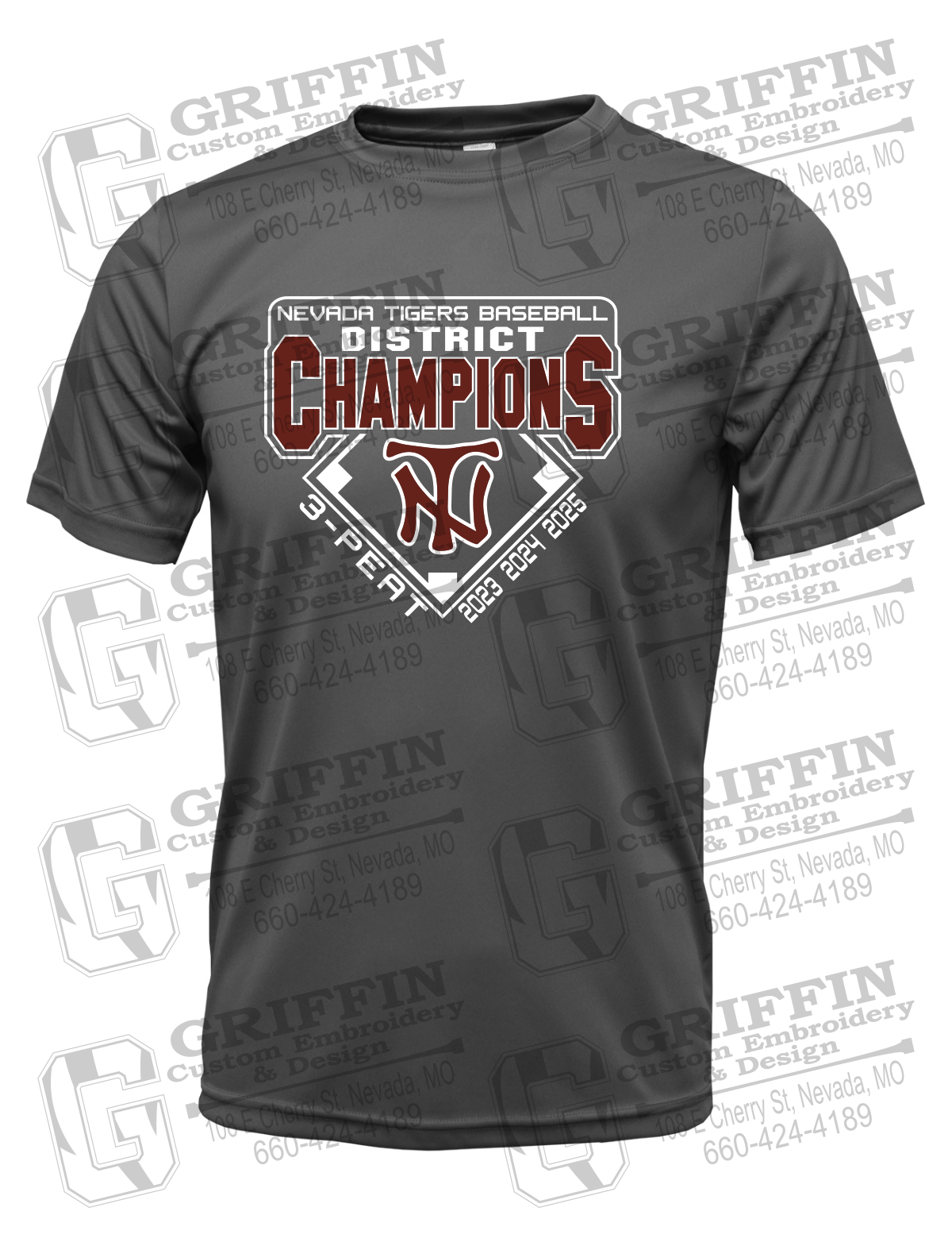 Dry-Fit Short Sleeve T-Shirt - Baseball District Champs 2025 - Nevada Tigers 26-A