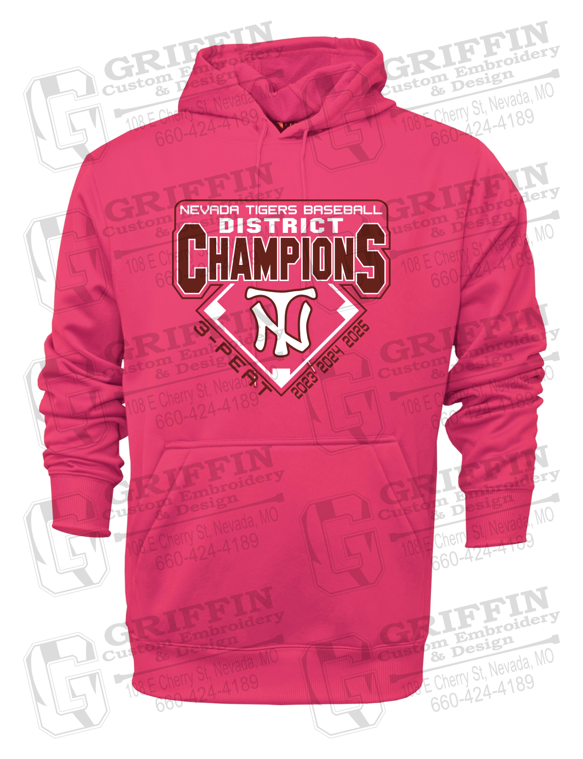 Performance Fleece Hoodie - Baseball District Champs 2025 - Nevada Tigers 26-A