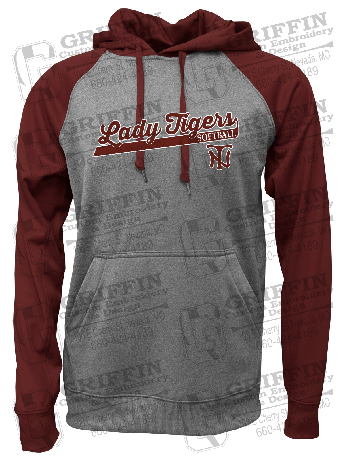 Performance Fleece Raglan Hoodie - Softball - Nevada Tigers 26-B