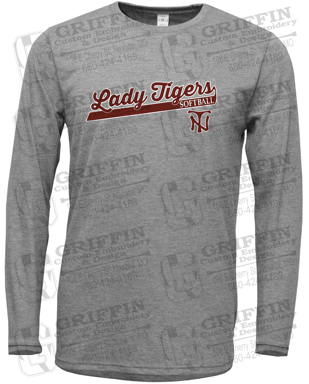 Soft-Tek Long Sleeve T-Shirt - Softball - Nevada Tigers 26-B