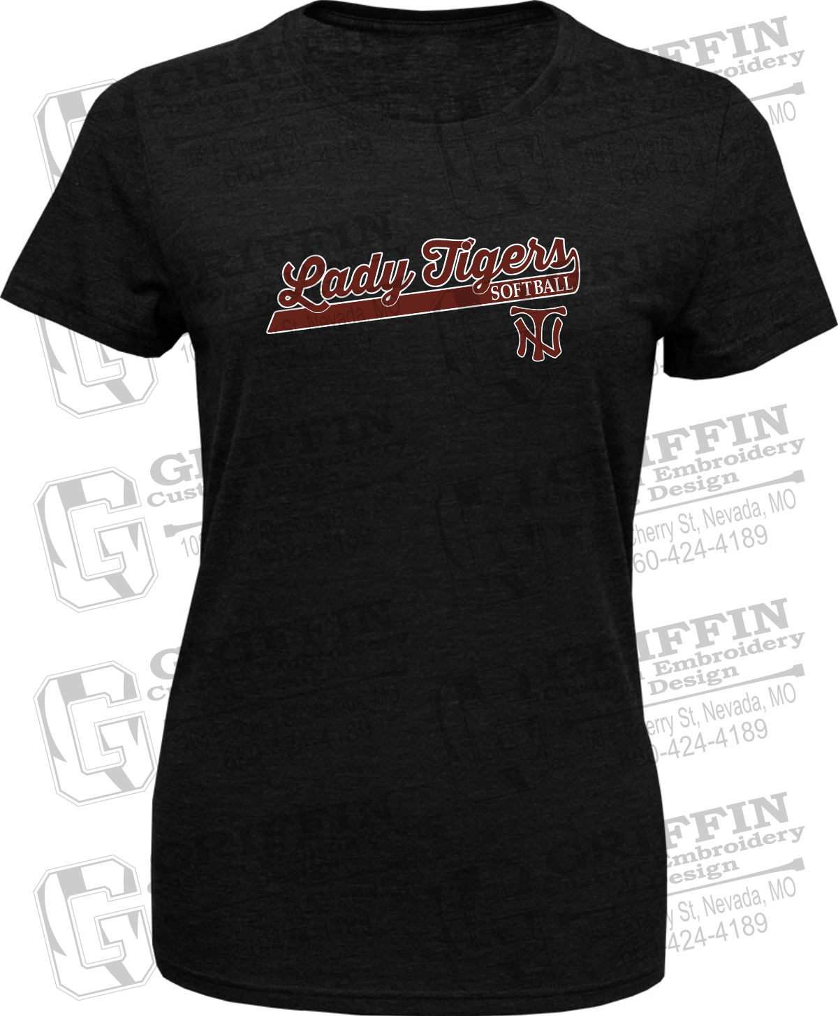 Womens Tri-Blend T-Shirt - Softball - Nevada Tigers 26-B